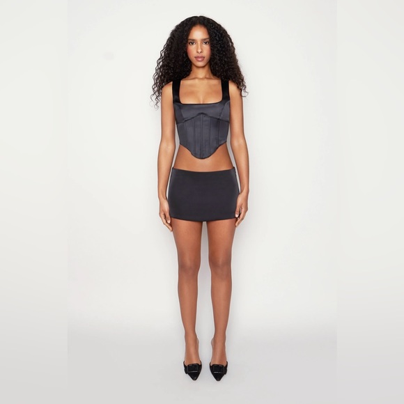 Danielle Guizio Black Satin Lace-Up Corset Top Size S NWT - Picture 5 of 8